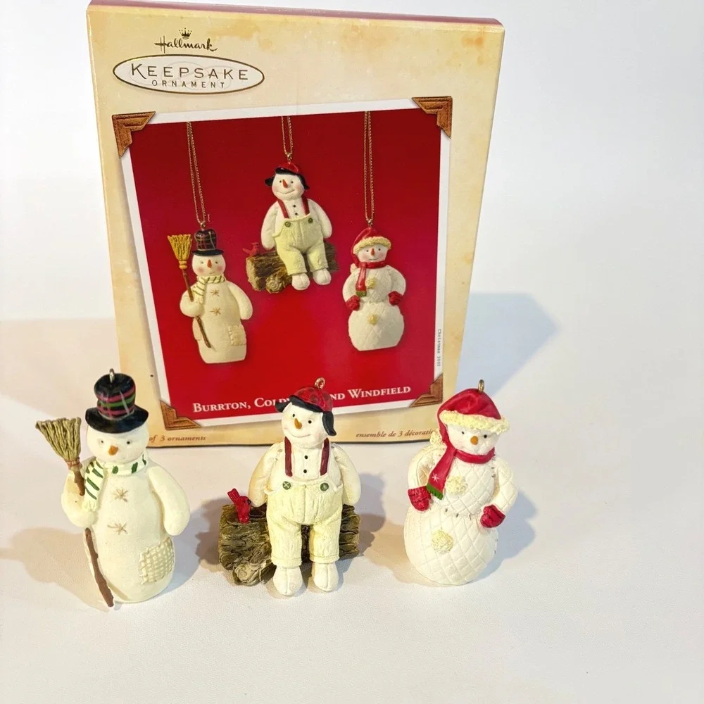 Hallmark Keepsake Ornament 2003 Burrton Coldwell Windfield Snowman Set of 3